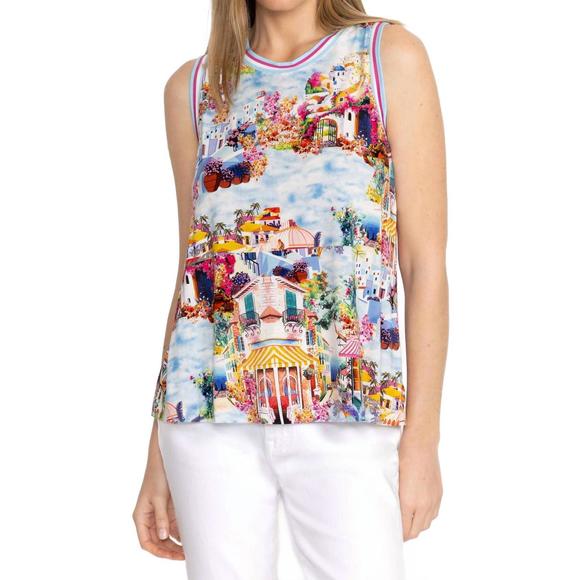 Johnny Was Women’s Pink Eyelet Boho Short Sleeve Swing Tank Top Small